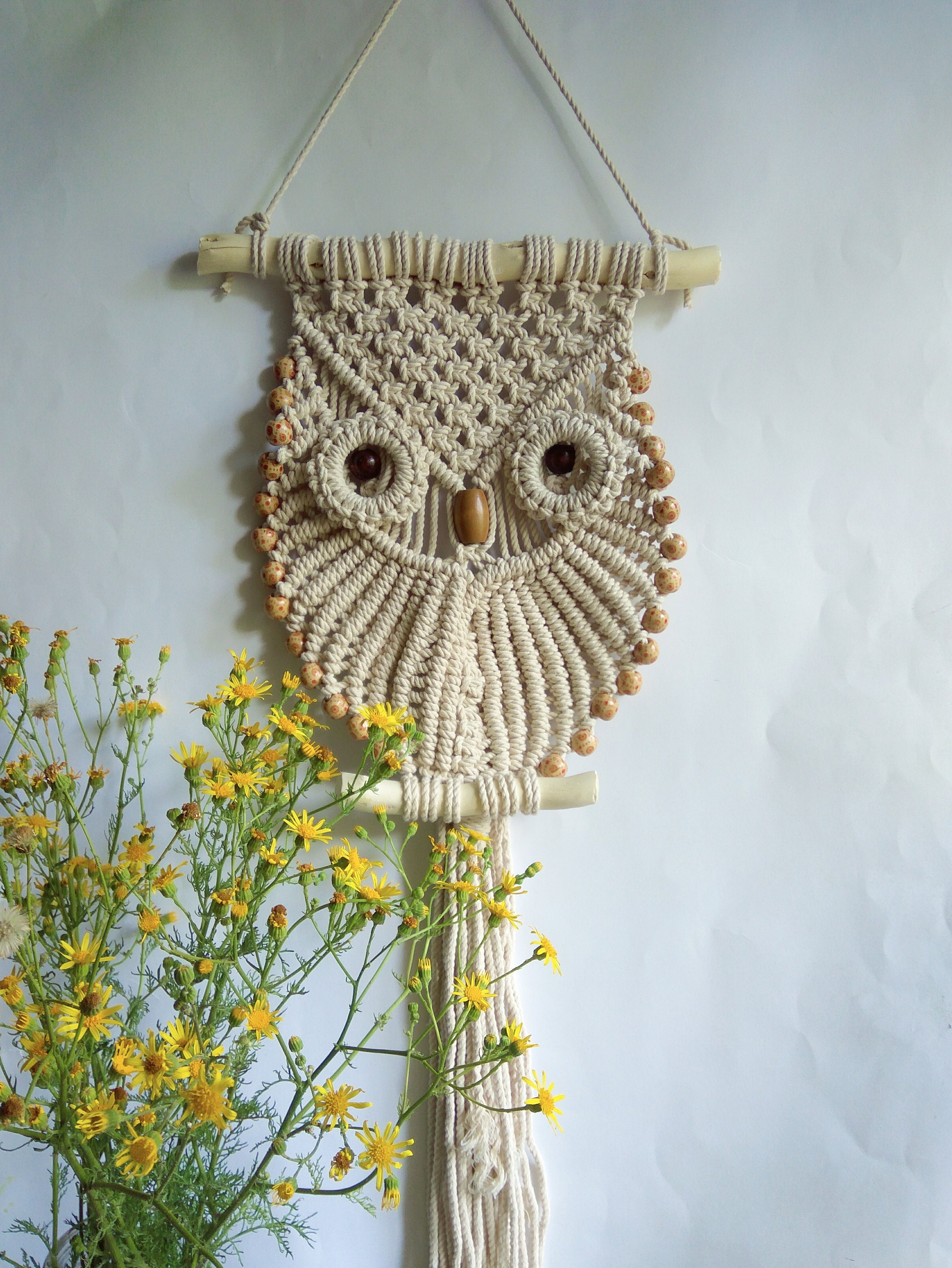 Makramee Wandbehang Eule Dekor Kunst handgemacht Boho Eule | Etsy