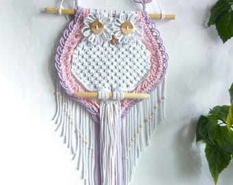 Macrame Owl Wall hangings,Wall decor Art handmade Boho,Owl white,Owl lover gifts baby,Dreamcatcher,owl decor,owl figurine,owl decor nursery