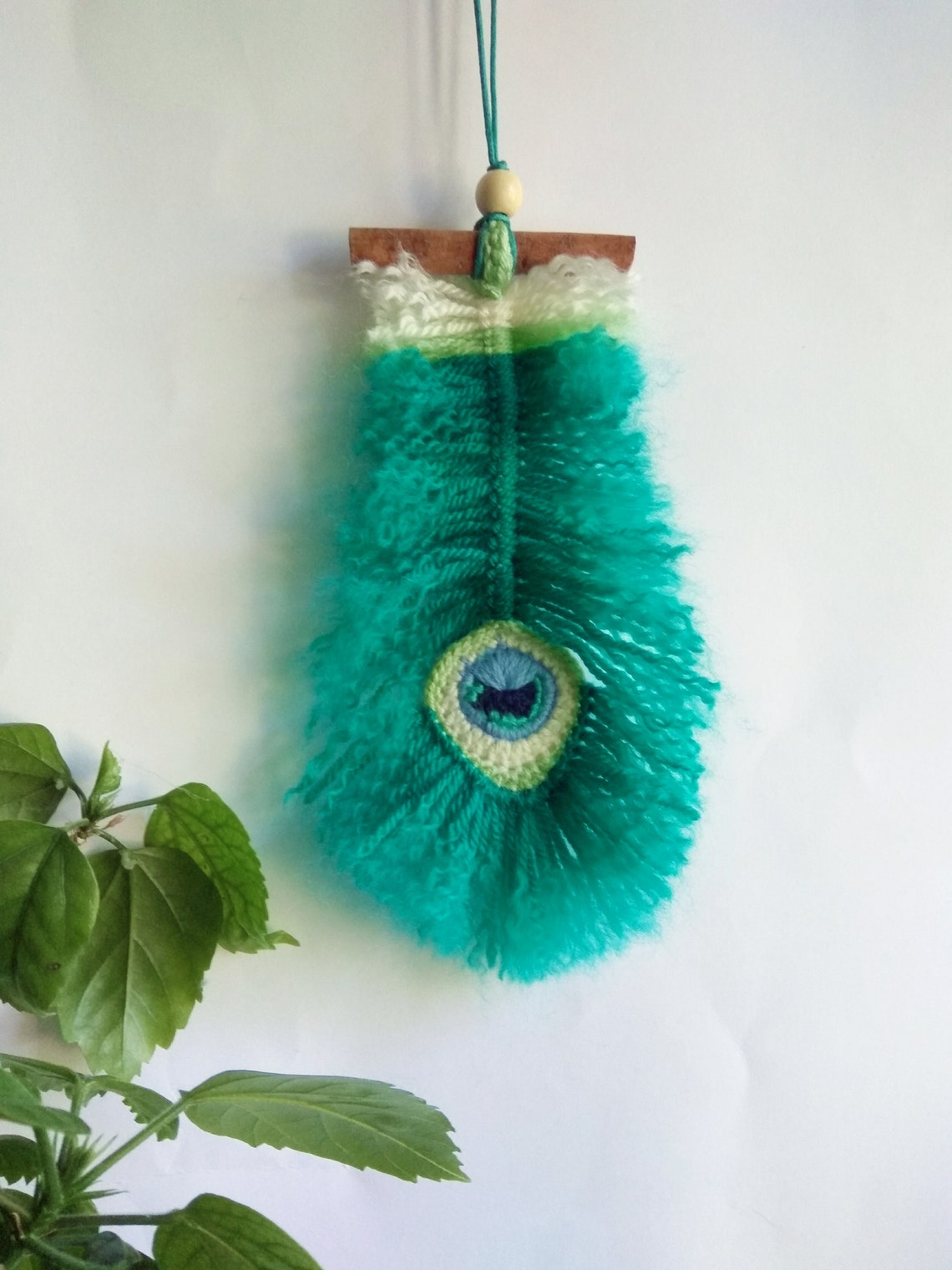 Rear view mirror Hanger peacock feather Mini Macrame wall Etsy