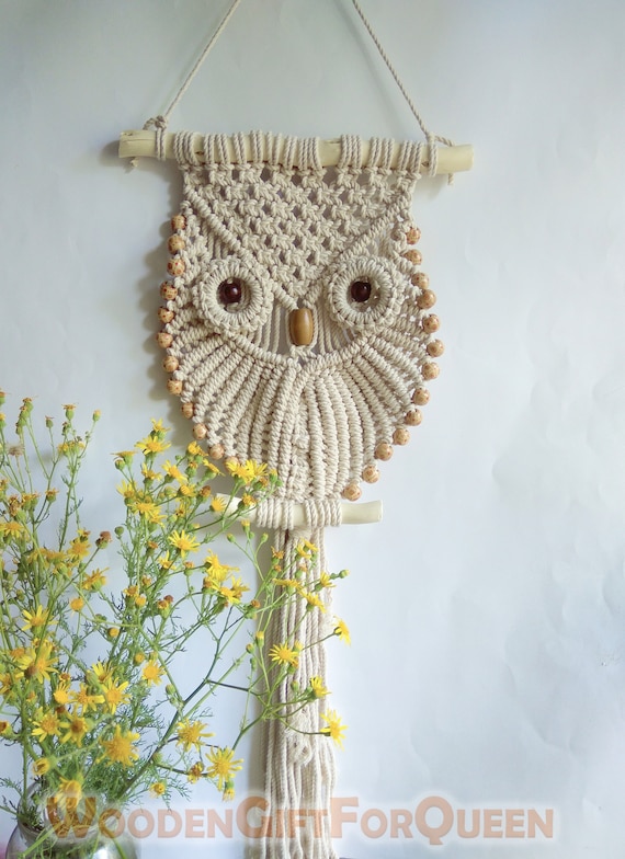 Macrame Wall hangings Owl decor Art handmade Boho Owl white Etsy