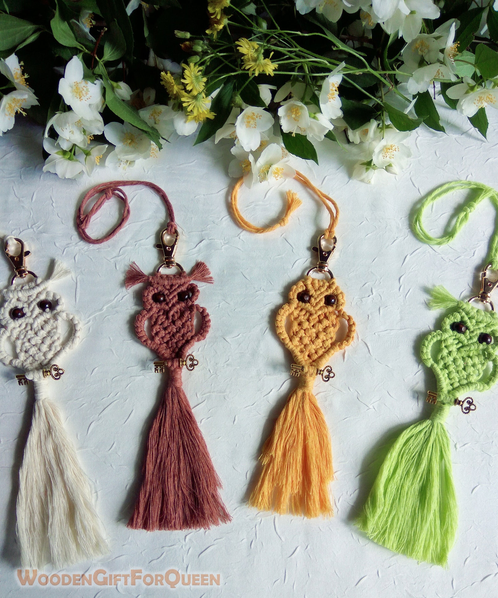 Diy Macrame Owl Keychain In 2021 E3F