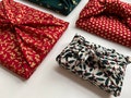 Christmas Furoshiki Gift Wrap, Reusable Fabric Wrap, Zero Waste,einseitig