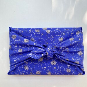 Furoshiki Geschenktücher Weihnachten Blau und Gold, Größe S 35x 35cm, M 50x50cm, L 70x70cm, XL 90x90cm Verpackung Stoff, Wrap Tuch Bild 4
