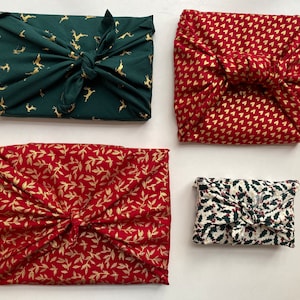 Furoshiki Geschenktücher, mit Weihnachtsmotiv, Größe S 35x 35cm, M 50x50cm, L 70x70cm, XL 90x90cm Verpackung Stoff Bild 3