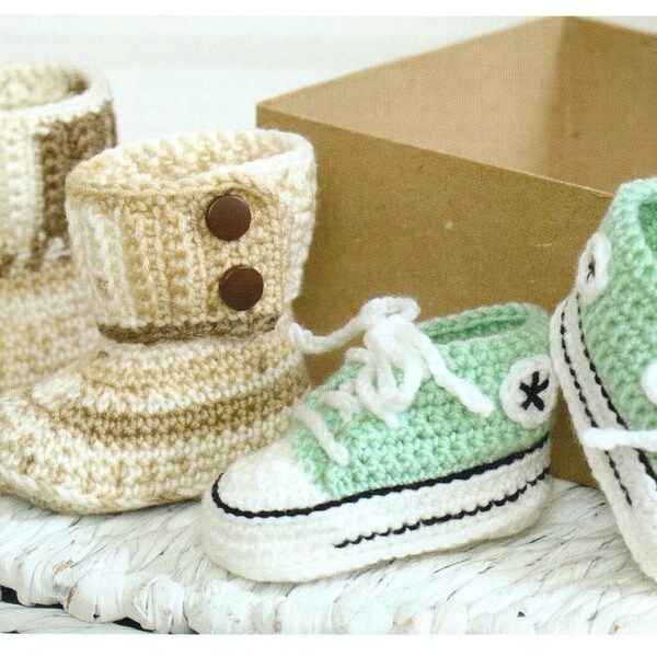 Bébé CROCHET chaussures modèle bébé sandales bottes baskets Téléchargement instantané fichier PDF bébé filles garçons poupées CROCHET chaussures sandales bottes baskets