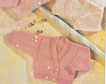 Baby Cardigans Knitting Pattern PDF Newborn Lace Cardigan Cardigan 16 - 22 inch 41 - 56 cm DK Instant download