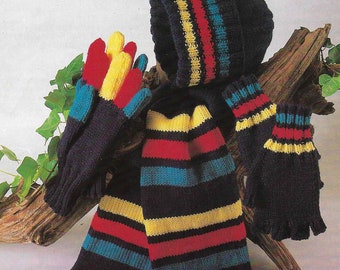 Gloves Knitting Pattern Hat Mitts Knitting Pattern Hat Scarf Beret DK Finger less Gloves Mittens Womens Mens Knitting Pattern PDF Download