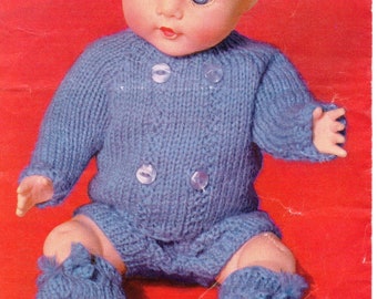 Baby Dolls Knitting Patterns Outfit Hat Jacket Shorts Shoes Dolls Clothes 12 - 16 inch DK PDF Instant Download