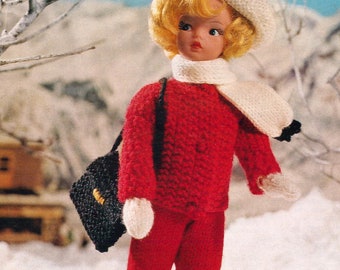 Doll Knitting Pattern Barbie Sindy Outfits Coat Bag Hat Jacket Scarf Knitting Dress Teenage Dolls Dress 12 inch doll DK Instant Download