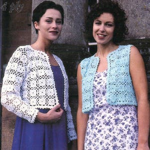 Womens Crochet Cardigan Crochet Pattern Lace Motif Jacket Waistcoat 32 - 38 inch 4 PLY Crochet Pattern pdf instant download
