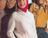 Aran Knitting Pattern Cable Shawl Collar Sweaters Jumpers 34 40 inch Aran Wool Knitting patterns PDF Instant Download