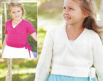 Ballet Knitting Pattern Bolero Cardigans Knitting Pattern PDF Ballet Tops Wraparound Cardigan Cross Over 4 - 13 Years DK Instant download