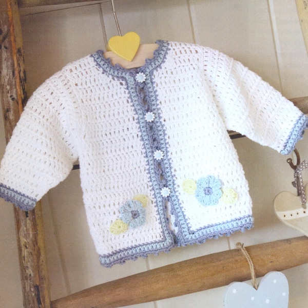 Baby CROCHET PATTERN Crochet Cardigan Jacket Crochet  16-22 inches Dk Cotton Baby Crochet Patterns PDF instant download