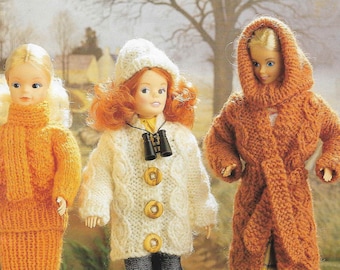 14 x Doll Knitting Pattern Barbie Sindy Outfits Ski Coat Shoes Jumper Skirt Knitting Dress Teenage Dolls 12 inch doll DK Instant Download