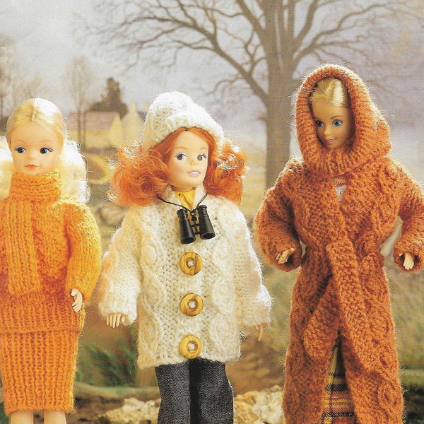 14 x Doll Knitting Pattern Barbie Sindy Outfits Ski Coat Shoes Jumper Skirt Knitting Dress Teenage Dolls 12 inch doll DK Instant Download