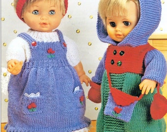 Baby Dolls Knitting Patterns Outfit Dress Coat Pinafore Bag Socks Dolls Clothes 12 - 22 inch DK PDF Instant Down load