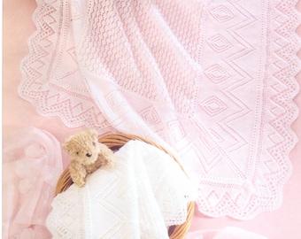 Baby Shawl Knitting Pattern pdf 4 ply 3 ply Baby Blanket Pattern Square Shawl Christening Shawl 38 x 38 " 4 ply 3 ply pdf instant download