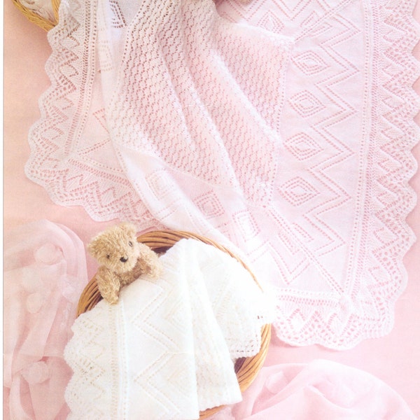 Baby Shawl Knitting Pattern pdf 4 ply 3 ply Baby Blanket Pattern Square Shawl Christening Shawl 38 x 38 " 4 ply 3 ply pdf instant download