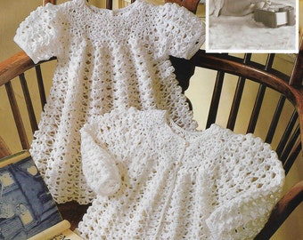 Baby CROCHET PATTERN 3 PLY Dress Coat 4 Ply Matinee Crochet Cardigan Shawl Set 16 -20 inches Baby Crochet Patterns pdf instant download