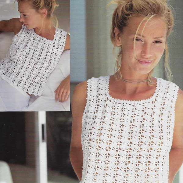 Womens Crochet Summer Top Crochet Pattern Crochet Beach Top PDF 30 - 44 pollici 4 PLY Crochet Pattern pdf download istantaneo