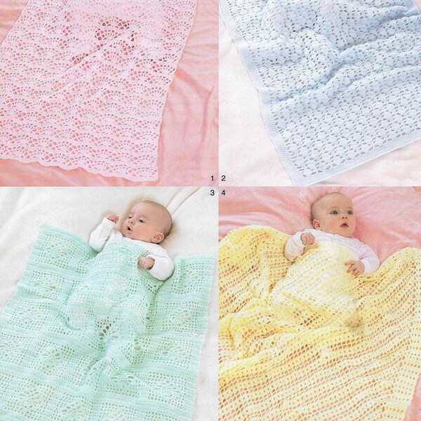 4 X Baby 4 PLY Blanket CROCHET Pattern Afghan Blanket Crochet Pattern Shawl Christening Baby Afghan Crochet Blanket pdf instant download