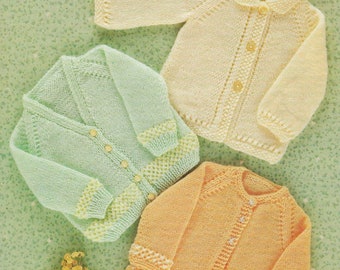 Baby Cardigans Knitting Pattern PDF Newborn Girl Jacket Cardigan Knitting Pattern V Neck Round 16 - 20 inch DK Knitting PDF Instant download