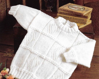 Baby Sweater Knitting Pattern 4 PLY Baby Knitting Patterns Jumper Baby Patchwork Sweater Baby Vintage 16 - 26  inch Vintage Instant download