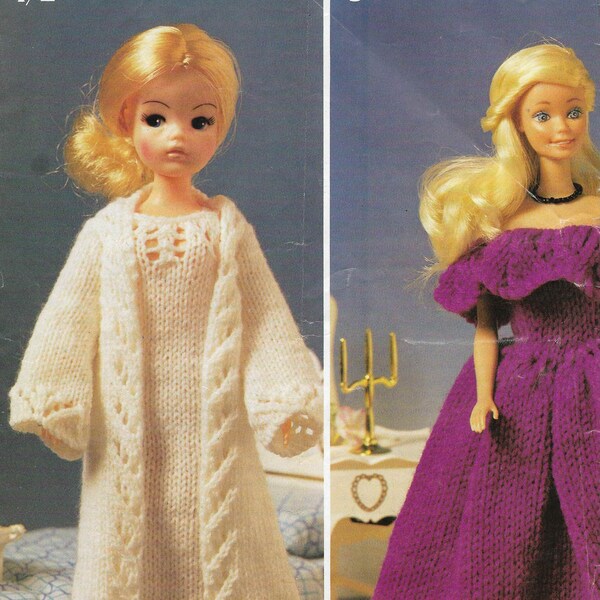 9 x Vintage Doll Knitting Pattern Barbie Sindy Dress Judo Jacket Outfits Knitting Action Man Ken Teenage 4 Ply 12 inch Instant Download