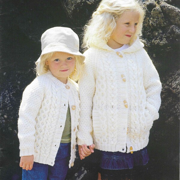 Aran Girls knitting Pattern CABLE Girls Cardigan Jacket 22 - 32 inch 1 - 12 Years Aran Jacket Cardigan knitting Pattern PDF Instant Download