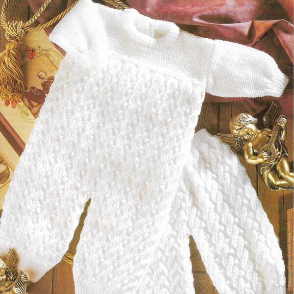 Baby Romper Knitting Pattern Baby Pram Set Leggings Trousers All in One  16 - 20 inches DK Knitting Patterns PDF Instant Download