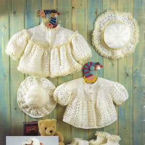 Baby CROCHET PATTERN Dress Crochet Jacket Hat Shawl Shoes Matinee Newborn 2 years 12 22 inch Baby Crochet Pattern PDF Instant Download image 2