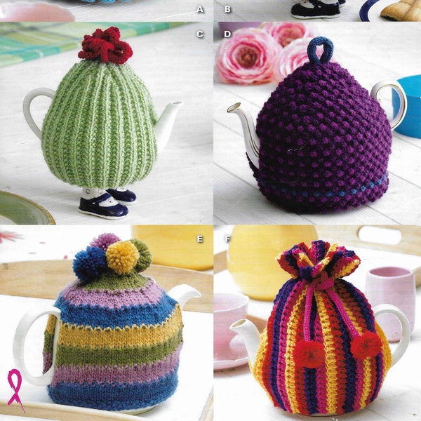 6 x Tea Cosies Knitting Pattern Traditional Vintage Patterns  DK 6 x Tea Cosy Vintage e pattern PDF Instant Download