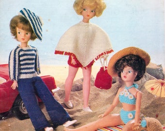 Doll Knitting Pattern Barbie Sindy Outfits Beach Set Trousers Sweater Knitting Bikini Teenage Dolls Dress 12 inch doll DK Instant Download