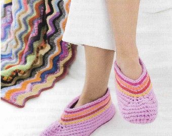 Crochet Slippers Pattern pdf ladies Crochet Bed Booties Bootees size 3-7 Chunky Instant Download