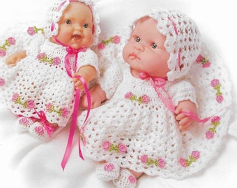 5 X Baby Dolls Crochet Patterns Outfits Dress Sailor Beret