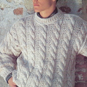Mans Cable Sweater Knitting Pattern 