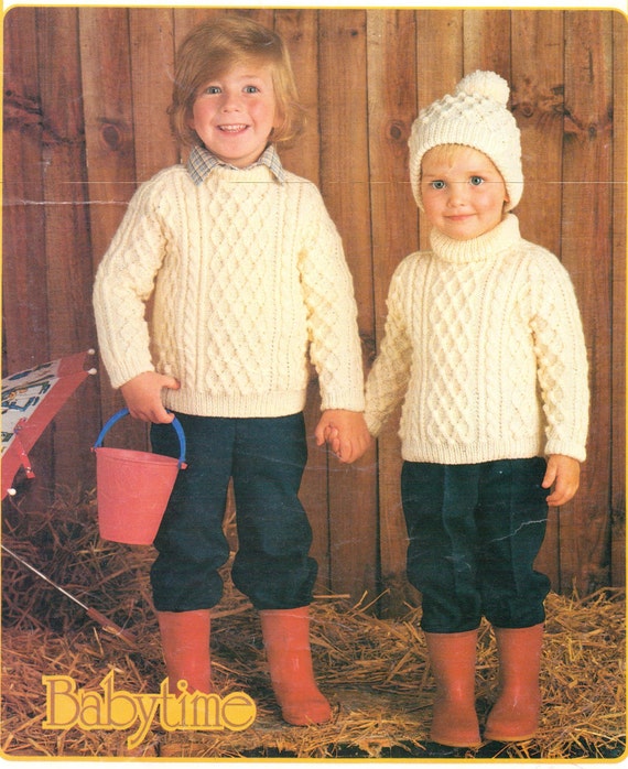 childrens aran jumper knitting patterns