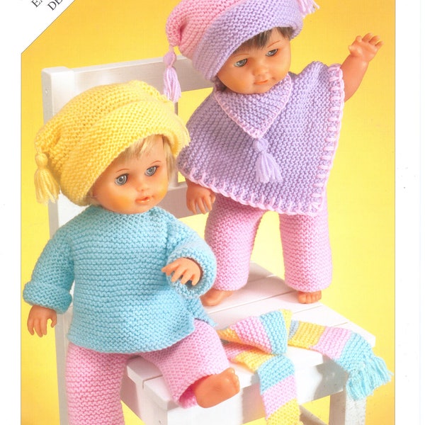 Baby Dolls Knitting Patterns Easy Knit Patterns Jumper Hat Poncho Hat Trousers Easy Knit Dolls Clothes 12 - 22 inch DK PDF Instant Down load