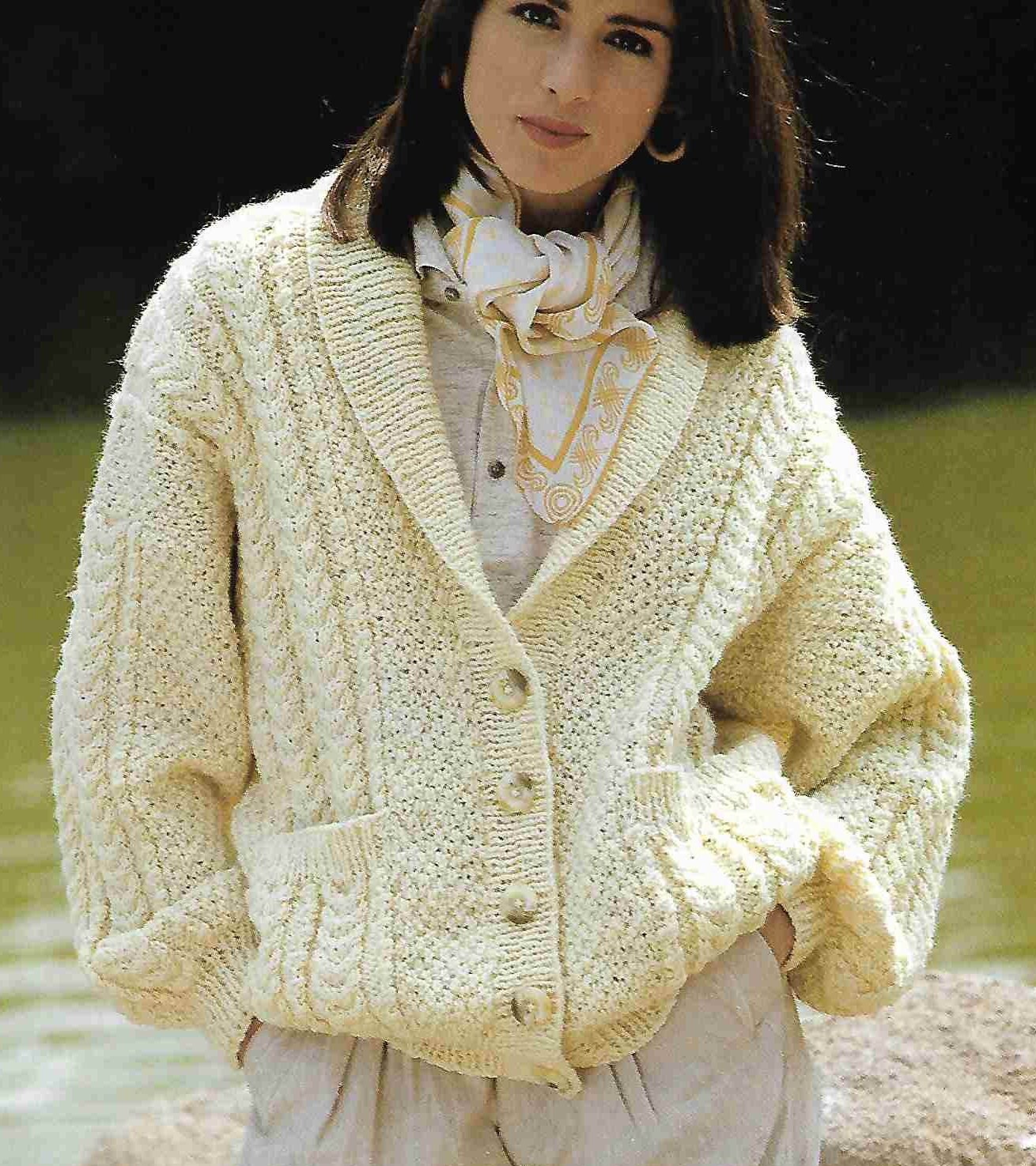 14 X Aran Cardigan CABLE Sweaters Knitting Pattern Ladies Men | Etsy