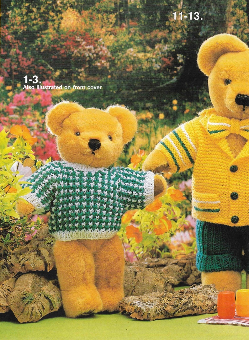 13 x Teddy Bear Clothes Knitting Patterns Outfits Coat Sweater Etsy