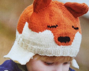 Mr Fox Hat Instant Down load Knitting Pattern PDF File Animal Hat Children Hat patterns