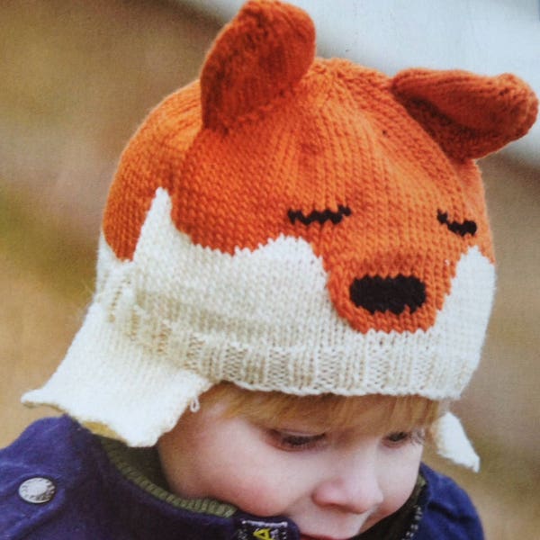 Mr Fox Hat Instant Down load Knitting Pattern PDF File Animal Hat Children Hat patterns