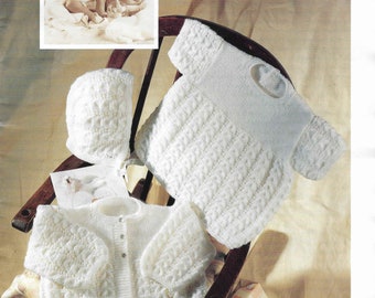 Newborn Baby Toddler Knitting Pattern Boy Girl Cardigan Dress Hat Beret Trouser Sweater Jumper DK 3 4 Ply 12-22 Pattern Instant Download