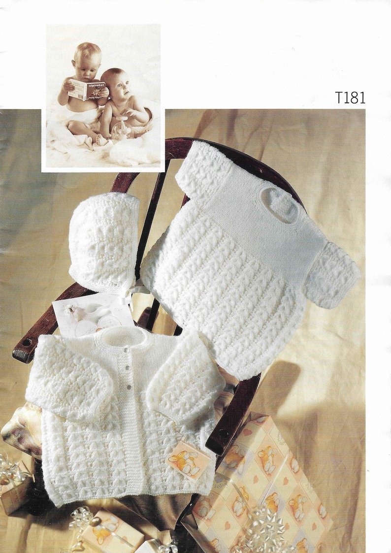 Newborn Baby Toddler Knitting Pattern Boy Girl Cardigan Dress Hat Beret Trouser Sweater Jumper DK  3 4 Ply 12-22  Pattern Instant Download