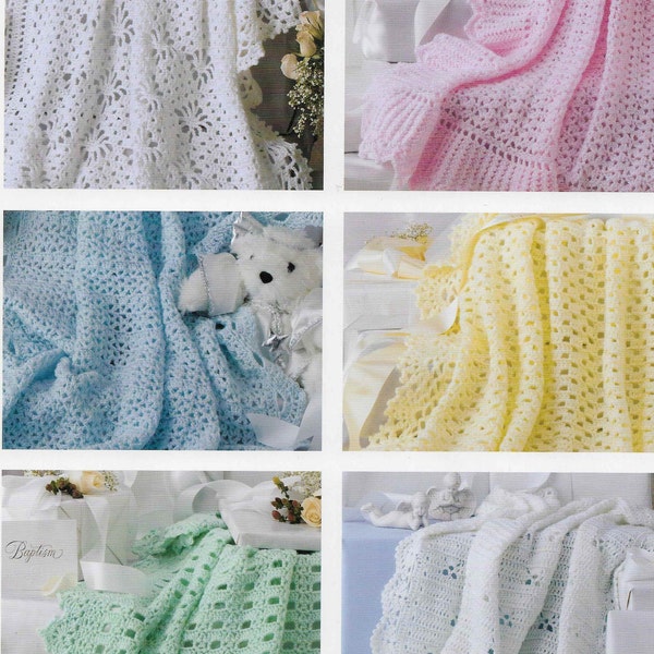 6 X Baby Blanket CROCHET Easy Pattern Afghan Blanket Crochet Pattern Shawl Christening Baby Afghan Crochet Blanket pdf instant download