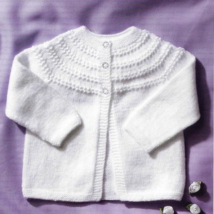 4 Ply Baby Cardigan Knitting Pattern PDF Newborn Crochet Trimmed Cardigan Yoke Doll Premature Round Neck 12 22 inch 4 PLY Instant download image 1