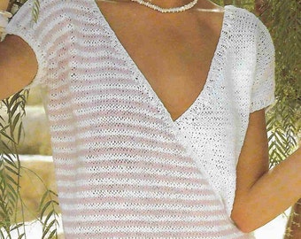 11 x Strickmuster für Damen-Sommerpullover aus Baumwolle, kurzes Fledermausärmel-Weste-Strickmuster für Damen, PDF, Baumwolle, DK, 30–40 Zoll, sofortiger Download