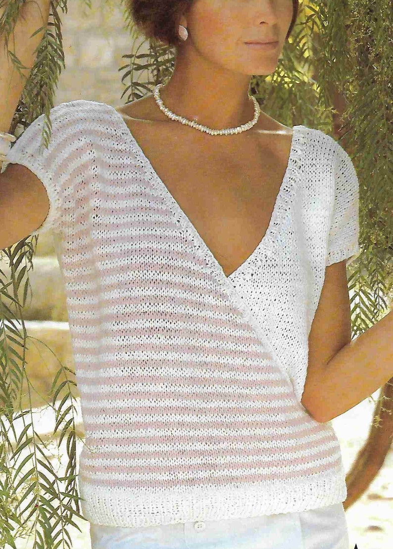 11 X Women Cotton Summer Sweater Knitting Pattern Ladies Short Batwing Sleeveless Vest Knitting PDF Cotton DK 30 40 inch Instant Download image 7