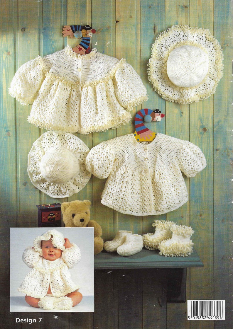 Baby CROCHET PATTERN Dress Crochet Jacket Hat Shawl Shoes Matinee Newborn 2 years 12 22 inch Baby Crochet Pattern PDF Instant Download image 2