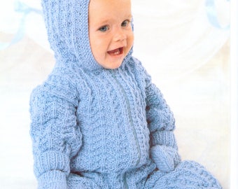 Baby All In One Jumper Trouser Suit Sweater Knitting Pattern Trousers Mitts Suit 14 - 20 inch DK Baby Knitting Pattern PDF Instant Download